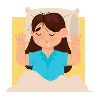 girl sleep and relax on bed vector