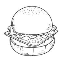 burger food doodle icon isolated vector