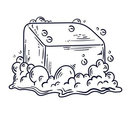 soap and bubbles cleaning doodle icon isolated