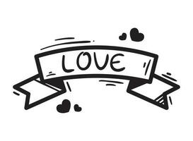 ribbon love doodle icon isolated vector