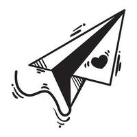 paper plane message love doodle icon isolated vector