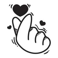 hand heart love doodle icon isolated vector