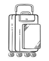 suitcase with wheels travel doodle icon isolated vector