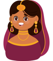 indian woman cartoon icon isolated png