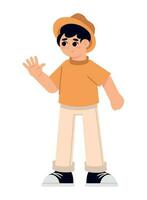 tourist boy with hat icon isolated vector