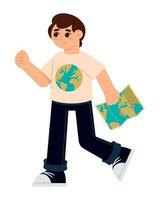 tourist man with map icon isolated vector