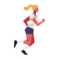 corredor mujer Deportes y físico actividad icono aislado vector