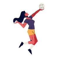 mujer jugando vóleibol Deportes y físico actividad icono vector