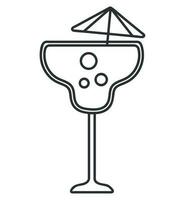 cocktail with umbrella line icon isolated vector