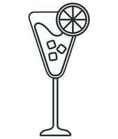 cocktail with ice cubes line icon isolated vector