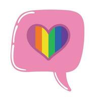 talk bubble and LGBTQ flag icon isolated vector