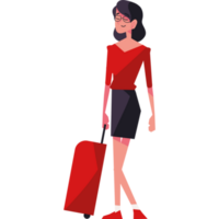 Successful businesswoman travels with modern luggage png