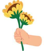 mano con fiori png