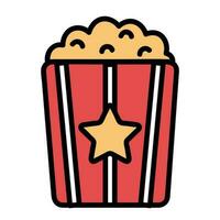 pop corn snack in bucket icon isolated vector