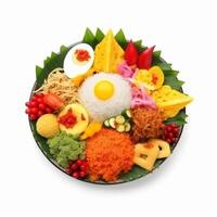 Tumpeng rice, Indonesian traditional food for celebration moment. photo