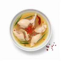 ginseng pollo sopa, herbario coreano alimento. ai generado foto