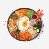 Naengmyeon adalah mie gandum yang disajikan dengan kuah kaldu sapi dingin. . photo