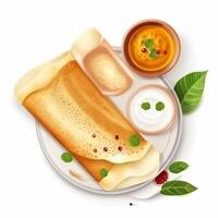 Dosa or Tosai is a pancake from South India. Rice and black lentils, pounded, make a thick and smooth paste with a sprinkling of salt. . photo