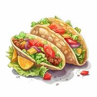 Taco are a Mexican food consisting of rolled or folded tortillas filled with various dishes. . photo