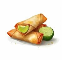 Spring Roll appetizer rolled up in rice paper. . photo