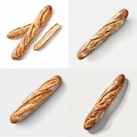 Baguette is a long-shaped bread and the size is large, and the texture is very crunchy. photo