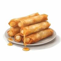 Spring Roll appetizer rolled up in rice paper. . photo