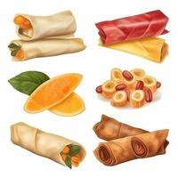 Spring Roll appetizer rolled up in rice paper. . photo
