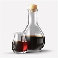 Soy sauce, is a liquid condiment of Chinese, from a fermented paste of soybeans, roasted grains, brine, and Aspergillus oryzae or Aspergillus sojae molds. . photo