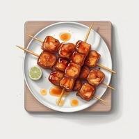 yakitori es un típico satay desde Japón cuales generalmente usos pollo. ai generado. foto