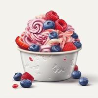 Frozen yogurt is a yogurt and dairy dessert, more tart than ice cream, and low in fat. . photo