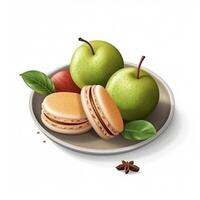 Macaroon is a biscuit or cake made from ground almonds, coconut or other nuts, with sugar, . photo