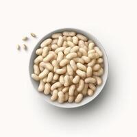 Gnocchi pasta made from potatoes, prepared with cream sauce and peas. photo