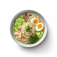 Kongguksu Korean creamy noodle dish with cucumber and soybean, photo