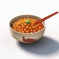 Natto from fermented soybean seeds with Bacillus subtilis, Japanese food, AI generate photo