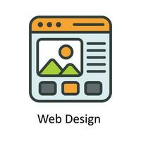Web Design  Vector Fill outline Icon Design illustration. Seo and web Symbol on White background EPS 10 File