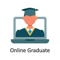 Online Graduate Vector  Flat Icon Design illustration. Education and learning Symbol on White background EPS 10 File