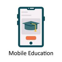 Mobile Education Vector  Flat Icon Design illustration. Education and learning Symbol on White background EPS 10 File