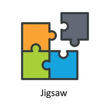 Jigsaw  Vector Fill outline Icon Design illustration. User interface Symbol on White background EPS 10 File