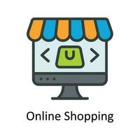 Online Shopping Vector Fill outline Icon Design illustration. Seo and web Symbol on White background EPS 10 File