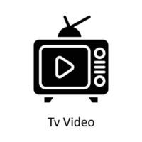 televisión vídeo vector sólido icono diseño ilustración. usuario interfaz símbolo en blanco antecedentes eps 10 archivo