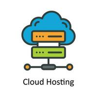 Cloud Hosting Vector Fill outline Icon Design illustration. Seo and web Symbol on White background EPS 10 File