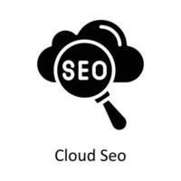 Cloud Seo Vector Solid Icon Design illustration. Seo and web Symbol on White background EPS 10 File