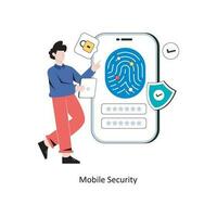 Mobile Security Flat Style Design Vector illustration. Stock illustration