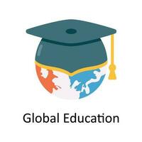 Global Education Vector  Flat Icon Design illustration. Education and learning Symbol on White background EPS 10 File
