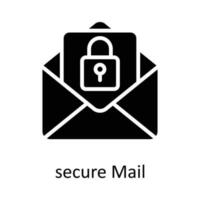 secure Mail Vector Solid Icon Design illustration. Seo and web Symbol on White background EPS 10 File