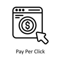 pagar por hacer clic vector contorno icono diseño ilustración. seo y web símbolo en blanco antecedentes eps 10 archivo