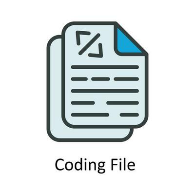 Coding File Vector Fill outline Icon Design illustration. User interface Symbol on White background EPS 10 File