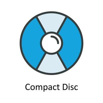 Compact Disc Vector Fill outline Icon Design illustration. User interface Symbol on White background EPS 10 File