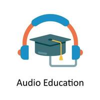 Audio Education Vector  Flat Icon Design illustration. Education and learning Symbol on White background EPS 10 File