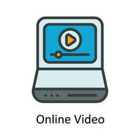 Online Video Vector Fill outline Icon Design illustration. Seo and web Symbol on White background EPS 10 File